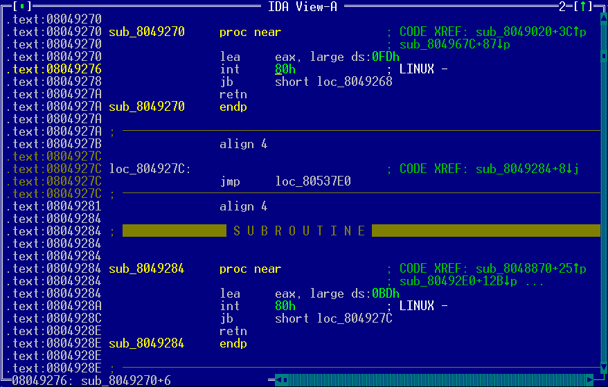 Рисунок 11. Фрагмент «честного» файла cat из комплекта поставки Free BSD, аккуратно размещающего native-API вызовы в функциях-обертках Рисунок 11. Фрагмент «честного» файла cat из комплекта поставки Free BSD, аккуратно размещающего native-API вызовы в функциях-обертках