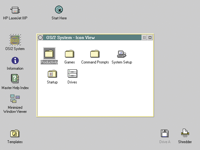 Рисунок 4. Workplace Shell OS/2 2.0 Рисунок 4. Workplace Shell OS/2 2.0